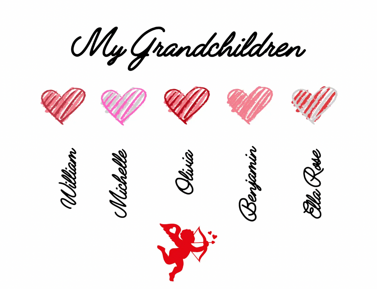 Valentine's Heart Grandchildren Family Wall Art